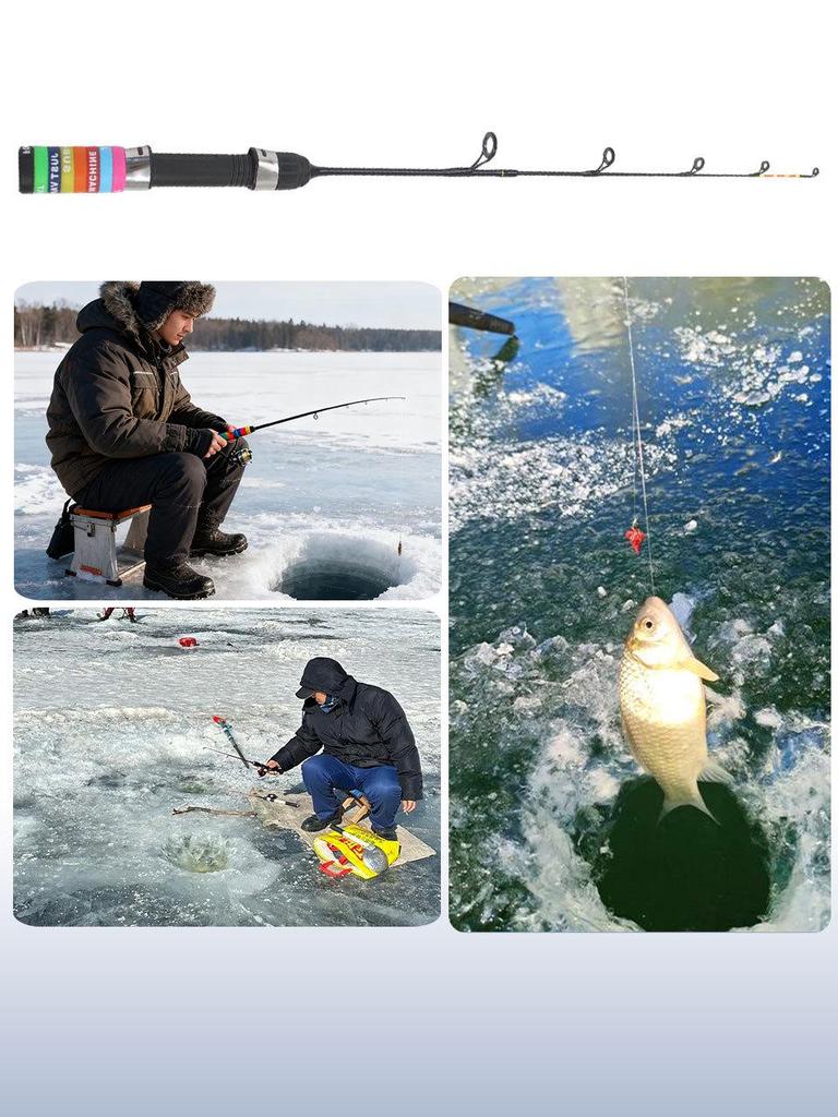 Удочка для зимней рыбалки из карбона 57 см, 2 вершинки, супермягкая и легкая, портативная зимняя удочка для рыбалки в Европе и Америке