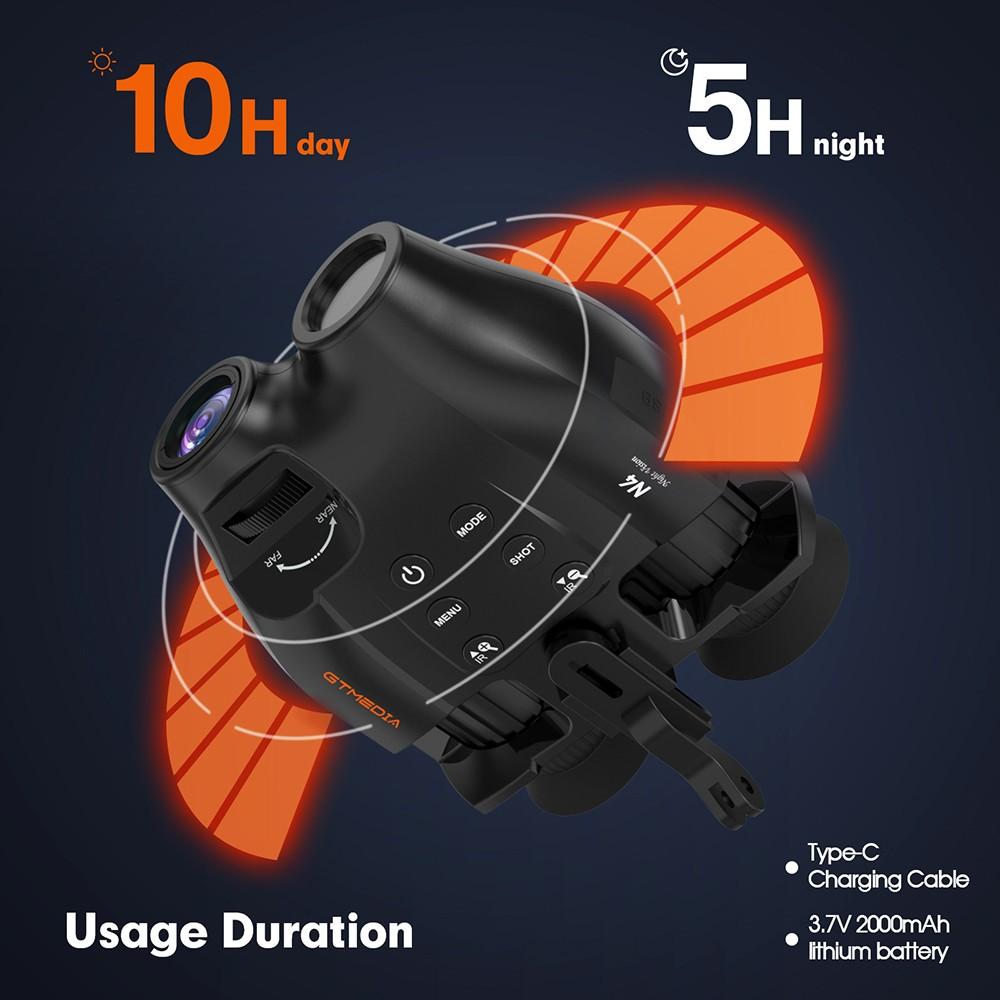 GTMEDIA N4 Night Vision Binoculars, 1.54-inch HD Screen, 1920*1080 30FPS, 5x Zoom, 7 Levels IR, 300m Night Vision, 2000mAh Battery
