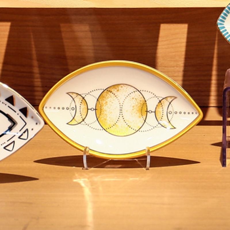 Многофункциональный креативный овальный поднос для украшений в форме глаза, прочный керамический держатель для колец, аксессуар для модных женщин
