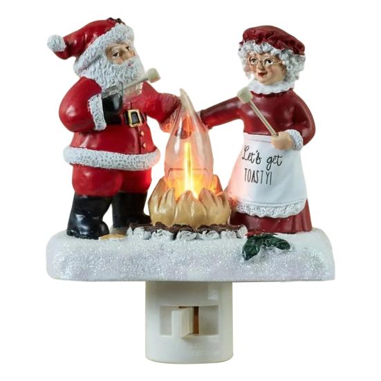 Christmas Campfire Flickering Night Light 3D LED Small Electric Light with Faux Flicker Flame for Holiday Indoor Decorations