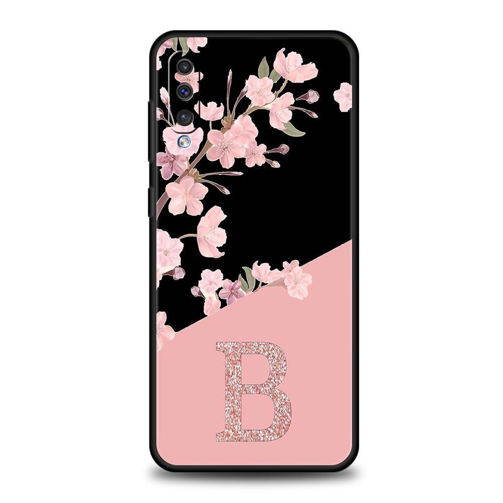 Розовый чехол для телефона с буквами и цветами для Samsung A24 A12 A14 A32 A50 A70 A20E A20S A10S A22 A30 A40 A34 A54 A42 A52 5G A02S A04s Cover