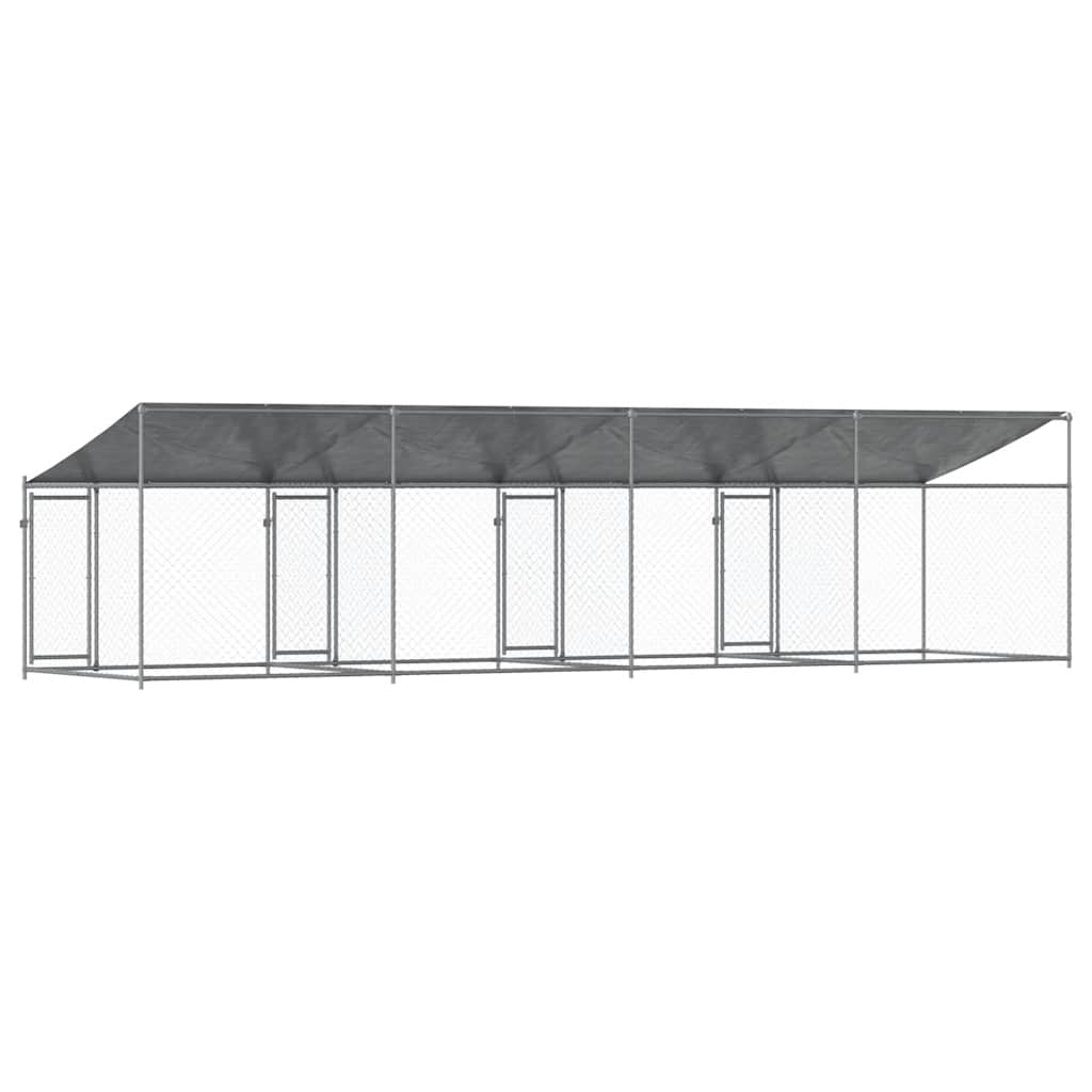 Vidaxl Klatka Dla Psa, Z Dachem I Drzwiami, Szara, 8X2X2 M, Stal
