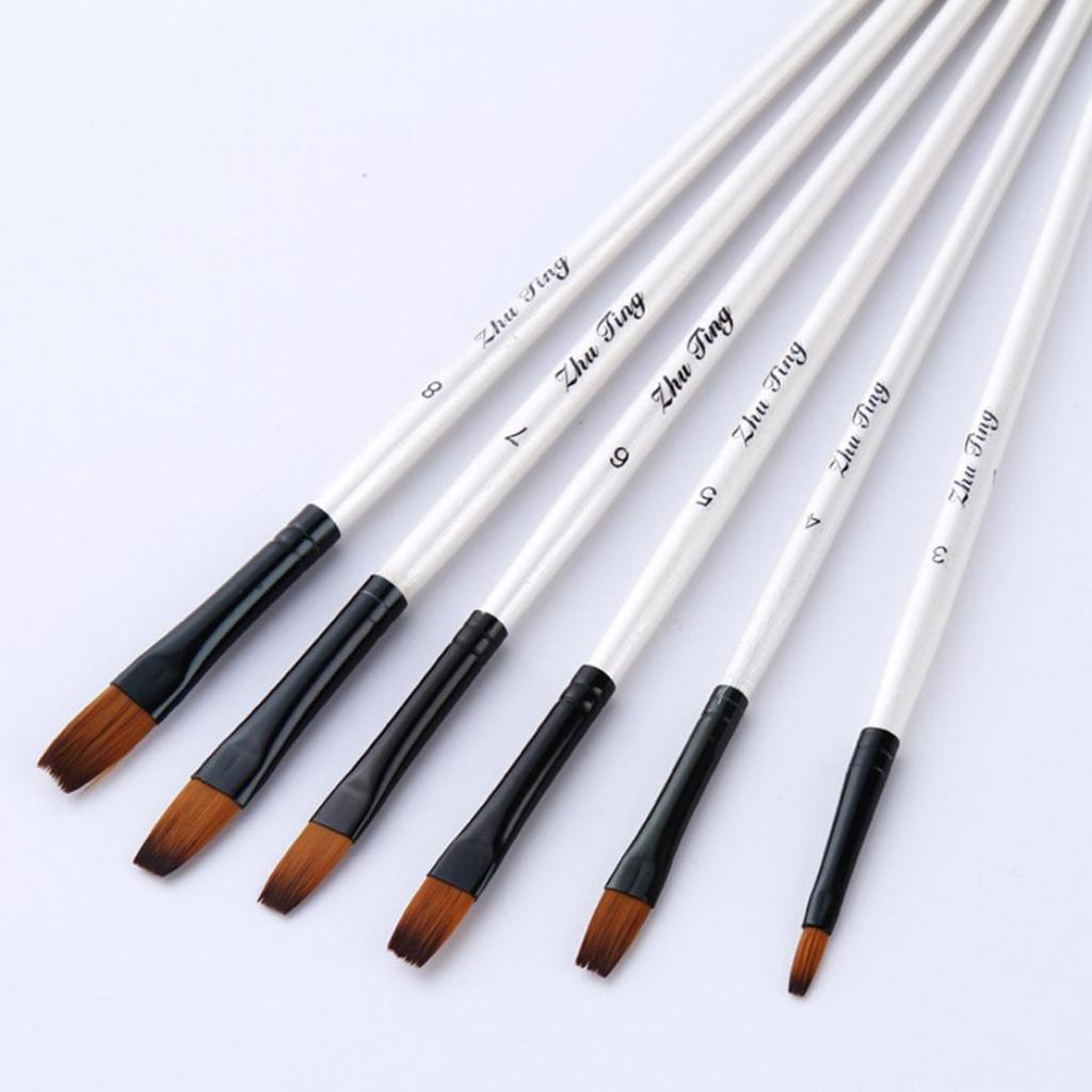 Monoceros 12Pcs Pointed Flat Top Paint Drawing Brush Acrylic Watercolor Oil Painting Pen