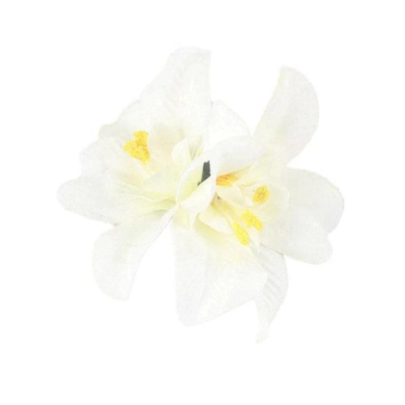 10pcs Fabric Hawaiian Double Flower Hair Clip Tropical Floral Barrettes Elegant Hairpin Beach Accessories For Women Girls
