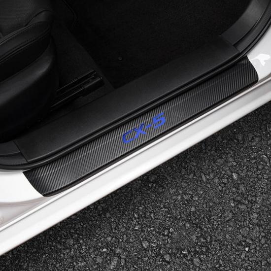 LEXLEY For MAZDA 2013-2025 CX-5 Carbon Fiber Style Leather Door Sill Protector Anti-Dirty Scuff Plate Cover Guard Sills Protector Trim,Welcome Pedal