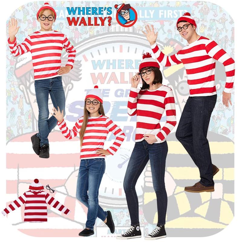 Where's Wally Halloween Costume Fun And Smart Uk Anime Cos Dress-up Outfit