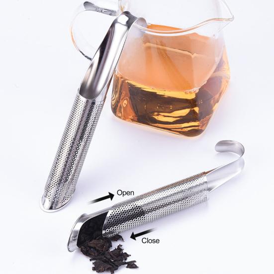 Tea Strainer Fine Mesh Heat-resistant with Hook Non-slip Percolating Portable Stainless Steel Pipe Shape Hanging