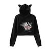 Гачиакута Принтованное Худи с Кошачьими Ушками Женское С Длинным Рукавом Укороченные Толстовки Женская Повседневная Уличная Одежда Кроп-Топы