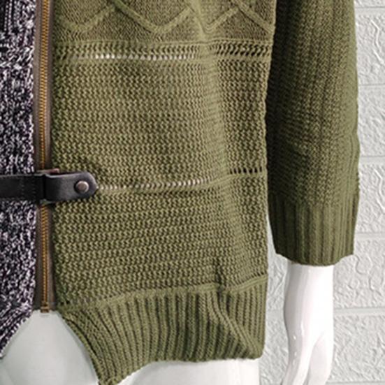 Men Winter Sweater Coat Color Matching Asymmetric Long Sleeves High Collar Slim Fit Warm Knitted Neck Protection Autumn Sweater for Office