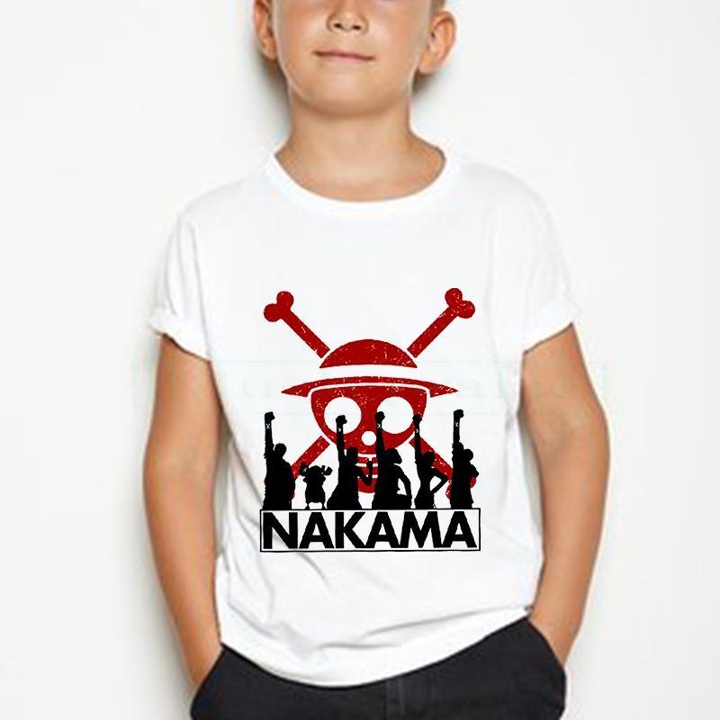 Summer Boys/Girls Casual Kawaii Cartoon Cotton Japanese Anime One Piece Kids 2-12 Year Short Sleeve T-shirt