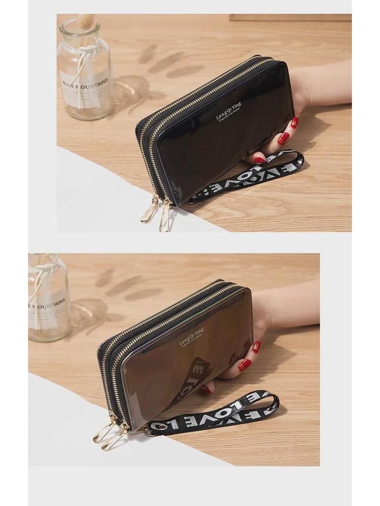 Новый стильный женский кошелек с двойной молнией Laser - вместительный клатч и мягкий кошелек для монет