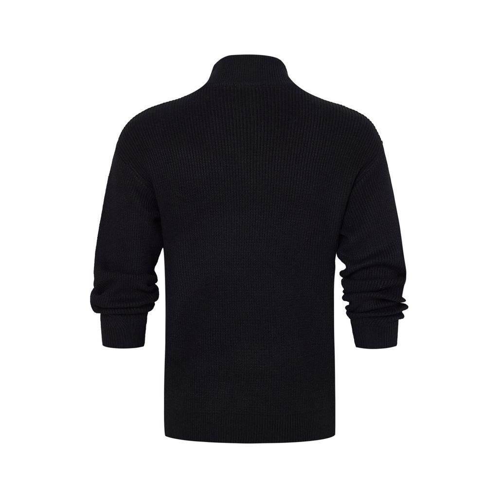 Men's Casual Solid-color Warm And Form-fitting Base Layer, Men's Semi-zipper High-neck With A Knitted Sweaeter Inside