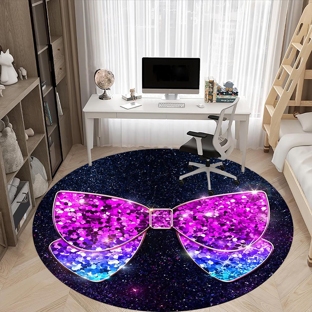 1pc Glitter BowChair Carpet for Office, Indoor Non-Slip Washable Polyester Fiber Carpet, Mat For Office, Machine Washable