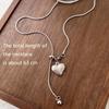 Long Love Heart Pendant Necklace Adjustable Sweater Chains Fashion Clavicle Chain  Women