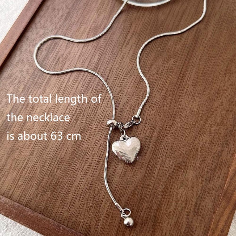 Long Love Heart Pendant Necklace Adjustable Sweater Chains Fashion Clavicle Chain Women