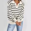 Autumn and Winter Women's Knitted Ribbed Crew Neck Top Patchwork Knitted Sweater