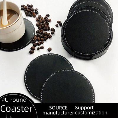 Подставки под чай из искусственной кожи с прошитыми вручную краями и изоляционной прокладкой, с логотипом вашего предприятия.