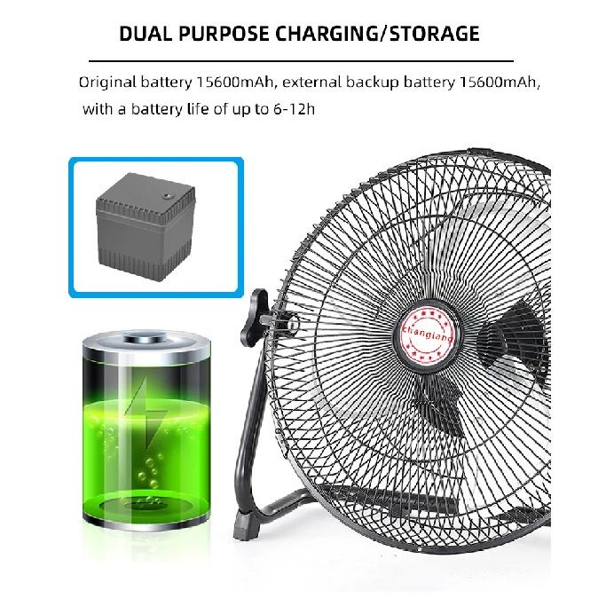 14 Inch Portable Solar Fan,Rechargeable Fan with Solar Panel Powered and AC Charger Dual Input for Camping,Fishing Outdoors