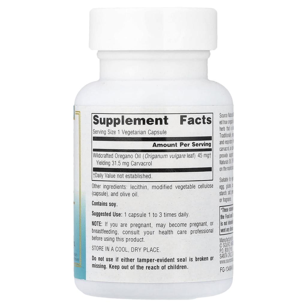 Source Naturals Wellness, Oil of Oregano, 30 Veggie Capsules (45 Mg Per Capsule)