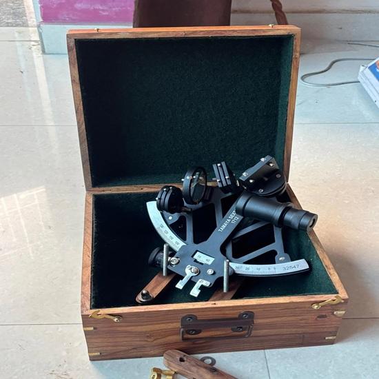 Brass Tamaya Sextant with Wooden Box 22.86 cm Nautical Decor Maritime Navigation Instrument Home or Office Accent Collector Gift