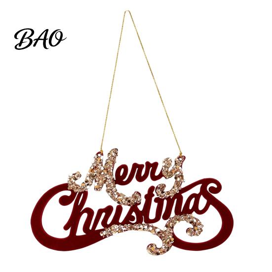 Festive Home Shop Ornament Set Flocked Christmas Ornaments with Gold Edging, Retro Red Velvet Hanging Vintage Style Pendants Decoration, Elk