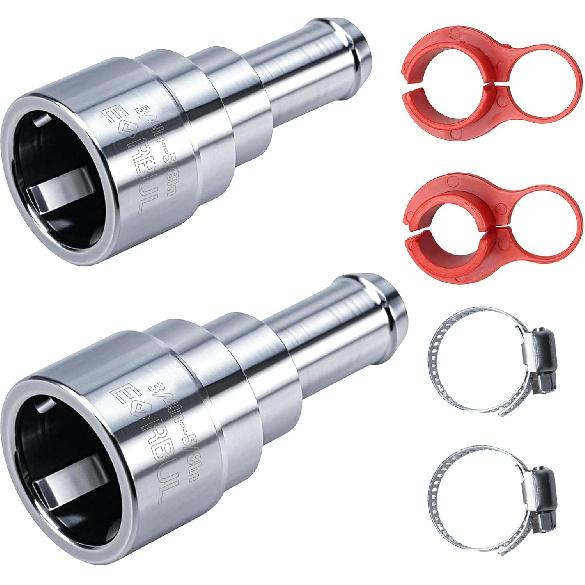 2PCS Heater Core Hose Connectors - Stainless Steel Coolant Hose Connector Inlet/Outlet 3/4In Tube X 5/8In Hose Compatible With Chevrolet GMC Cadillac