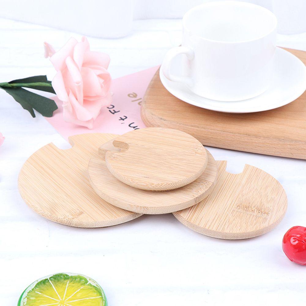 Mason Jar Cap Wide Mouth Can Wooden Lids Seasoning Bottle Caps Lid With Spoon Hole Mug Cover