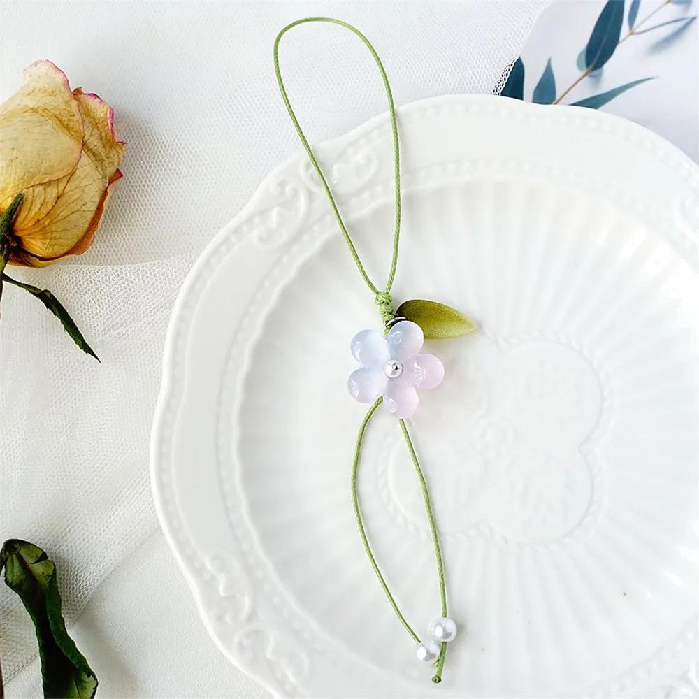 Tulip Flower Cell Phone Rope Keychain Pendant Phone Case Strap Phone Charm Tele Phone Acc Anti-Lost Lanyard Hanging Cord Jewelry