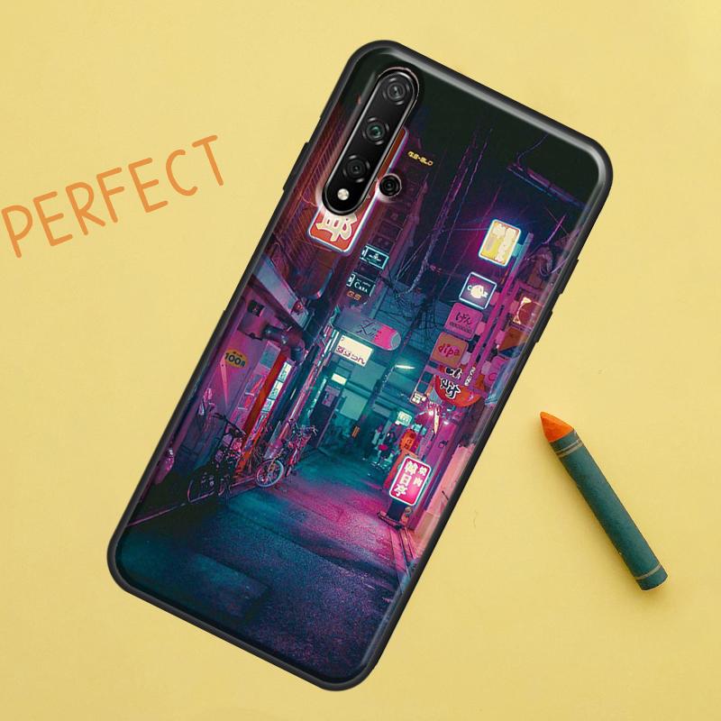 Japanese Night City Aesthetic Case For Huawei Nova 10 9 SE 5T Y90 Y70 Y60 Y61 Nova 3i 7i 8i 11i P20 P40 P30 Lite P60 Pro