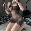 Женский полосатый лиф, сексуальные чулки, обтягивающие носки, соблазнительное платье с сумкой на бедрах, униформа, платье для косплея