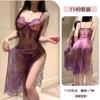 Erotic Lingerie, sexy and mature lace long dress, slit See-through steel ring, gathering uniform, seductive pajamas 1149