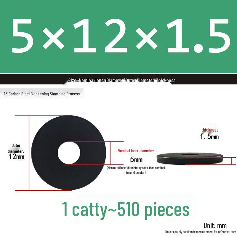 Black Oversized Thickened Round Metal Flat Washer Spacer for Home Use