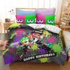 Популярный комплект постельного белья с принтом игры Splatoon 2, 3D-мультяшный комплект пододеяльников, наволочка для подушки, двуспальная кровать размера Queen, комплект постельного белья размера King Size