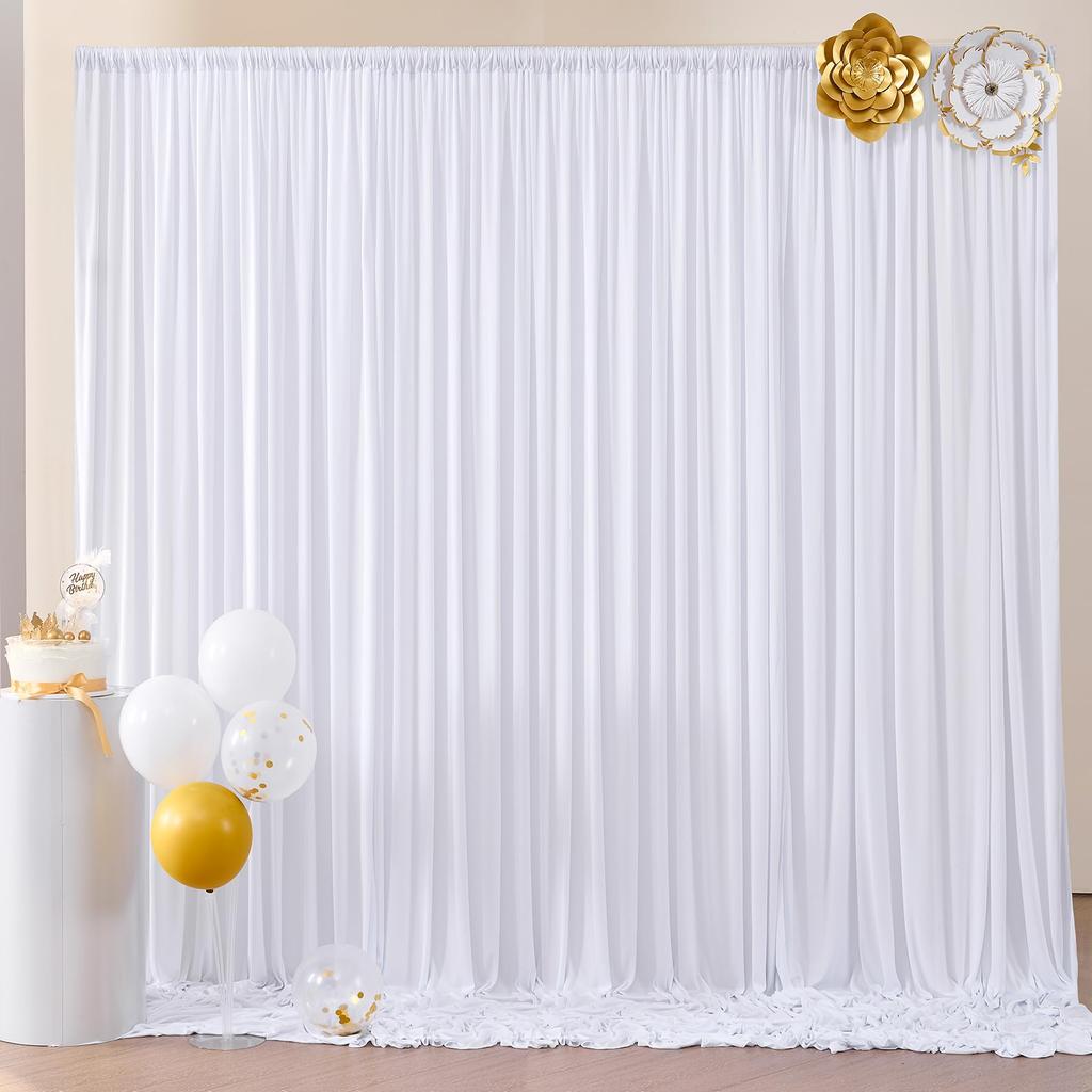 Wrinkle Free White Backdrop Curtain for Parties Soft Fabric Drapes Wedding White Curtain Backdrop for Birthday Party Decorations