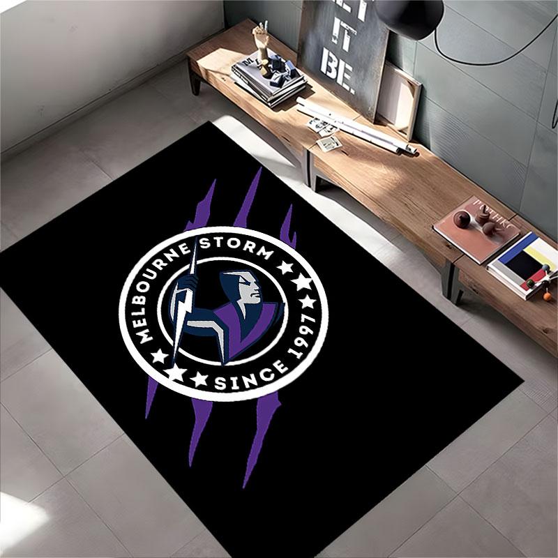 Melbourne Storm Logo Carpet suitable as a non-slip mat for the living room or bedroom sofa