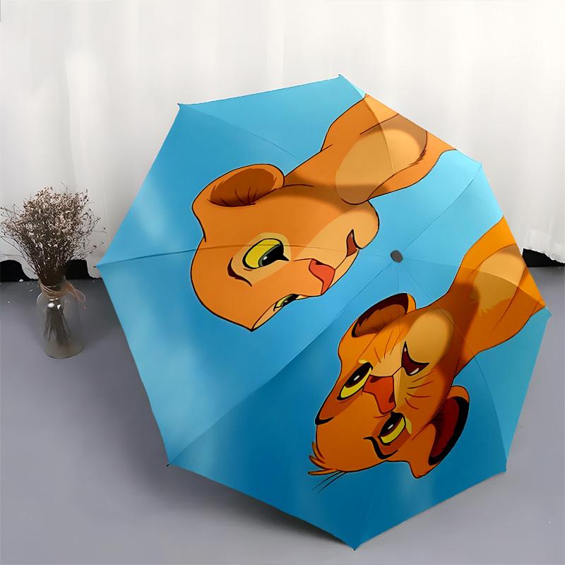 Lion King Simba Nala Themed Automatic Opening and Closing Umbrella, Brightly Colored 8-rib Portable Umbrella, Suitable for Men and Women, A Perfect Gi