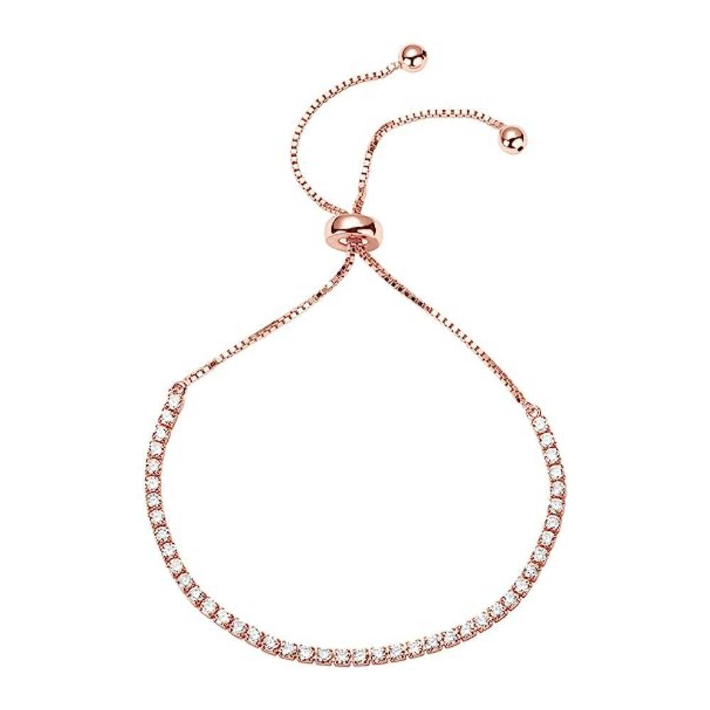 Элегантный регулируемый браслет-цепочка со стразами и микро-инкрустированными кристаллами