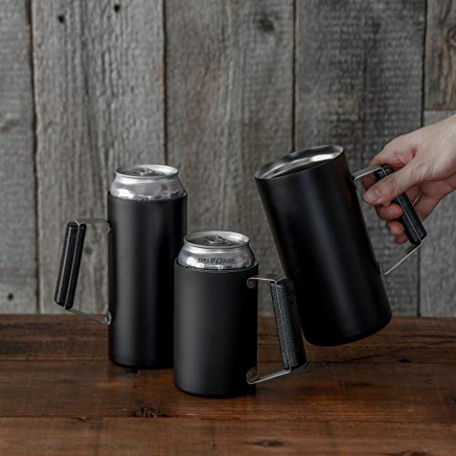 Pearl Metal Vacuum Insulated Beer Mug, 740ml, Keeps Hot and Cold, Fits Whole Cans, Stainless Steel, Black, BLKP, AZ-5144