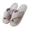Slippers Cross-opening Ladies Spring and Autumn Indoor Flat Bottom Waffle Sweat Absorbing Comfortable Opening Slippers EVA Bottom