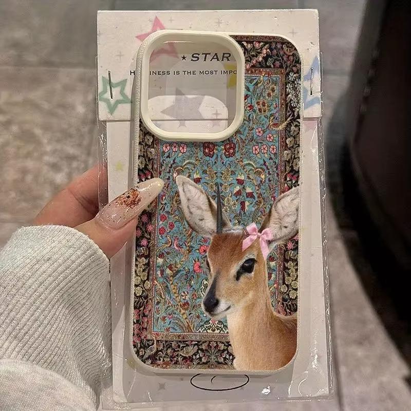 Винтажный чехол для телефона с рисунком оленя и личи для iPhone 17 Air 16 e 15 14 13 12 11 Pro Max Plus SE, мягкий противоударный чехол