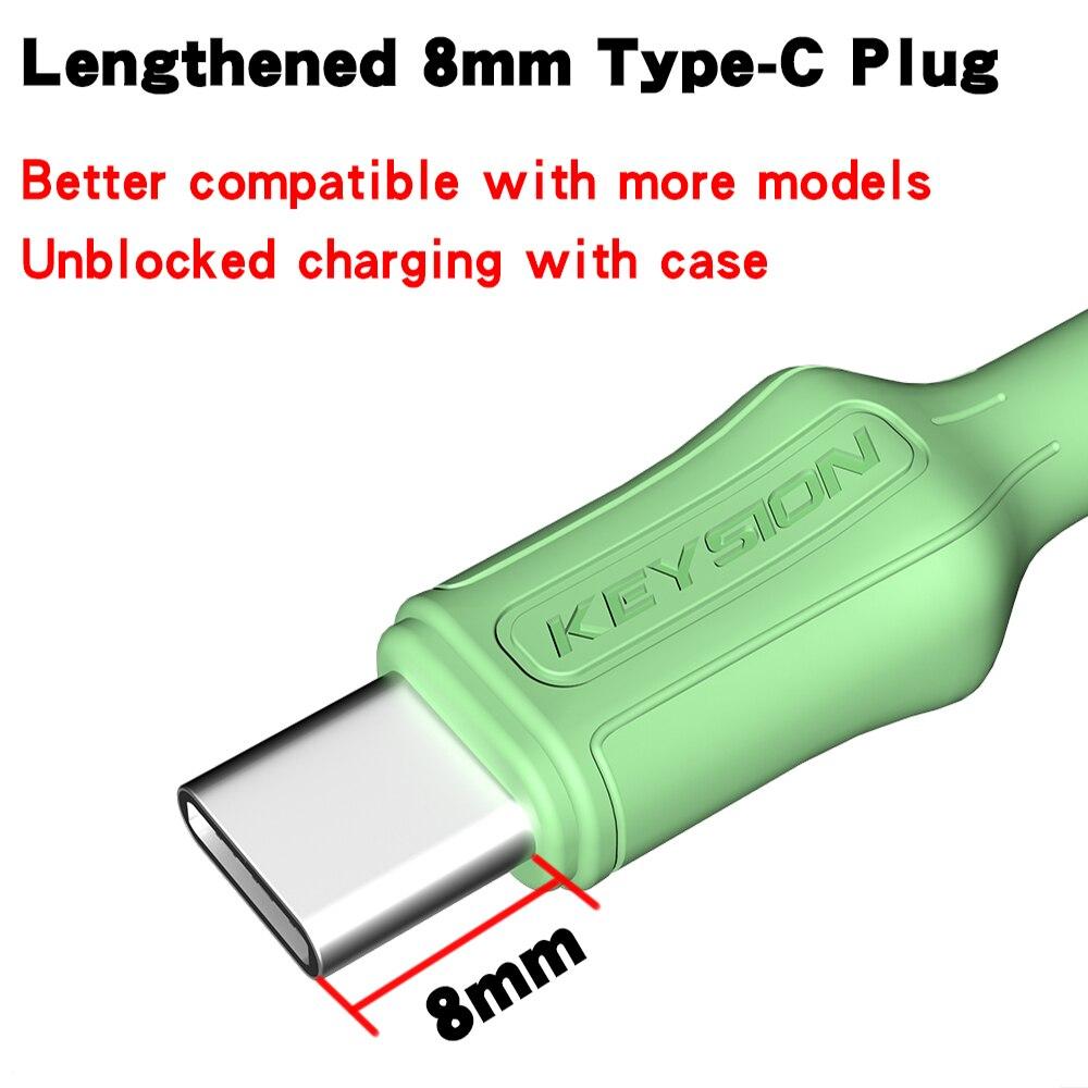 KEYSION Жидкий силикон 8 мм Кабель USB C к USB Type C 60 Вт PD Шнур для быстрой зарядки USB-C Кабель для зарядного устройства для Xiaomi Samsung Huawei Macbook iPad