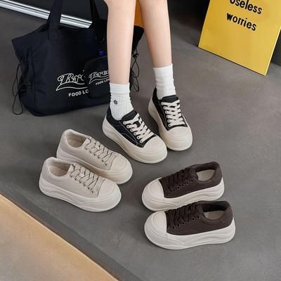 Женские легкие кожаные кроссовки на платформе - Коллекция Осень 2025