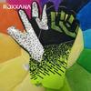 Профессиональные толстые противоскользящие вратарские перчатки ROXXANA — дышащий полный латекс, улучшенное сцепление и комфортная посадка для футбольных матчей
