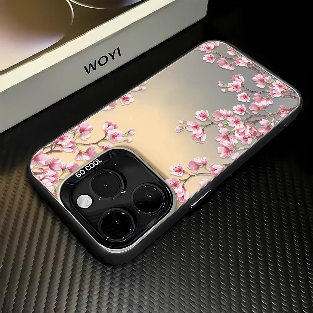 Red Flowers Shockproof Phone Case For IPhone 16 15 Pro Max 14 13 12 11 Back Cover Case Funda Bumber 16 Pro 15 14 13 12 11 Case