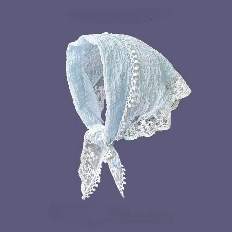 Women Triangular Scarf Summer Thin Sun Protection Lace Headscarf French Breathable Versatile Hair Band Funny Girl Cute Headscarf