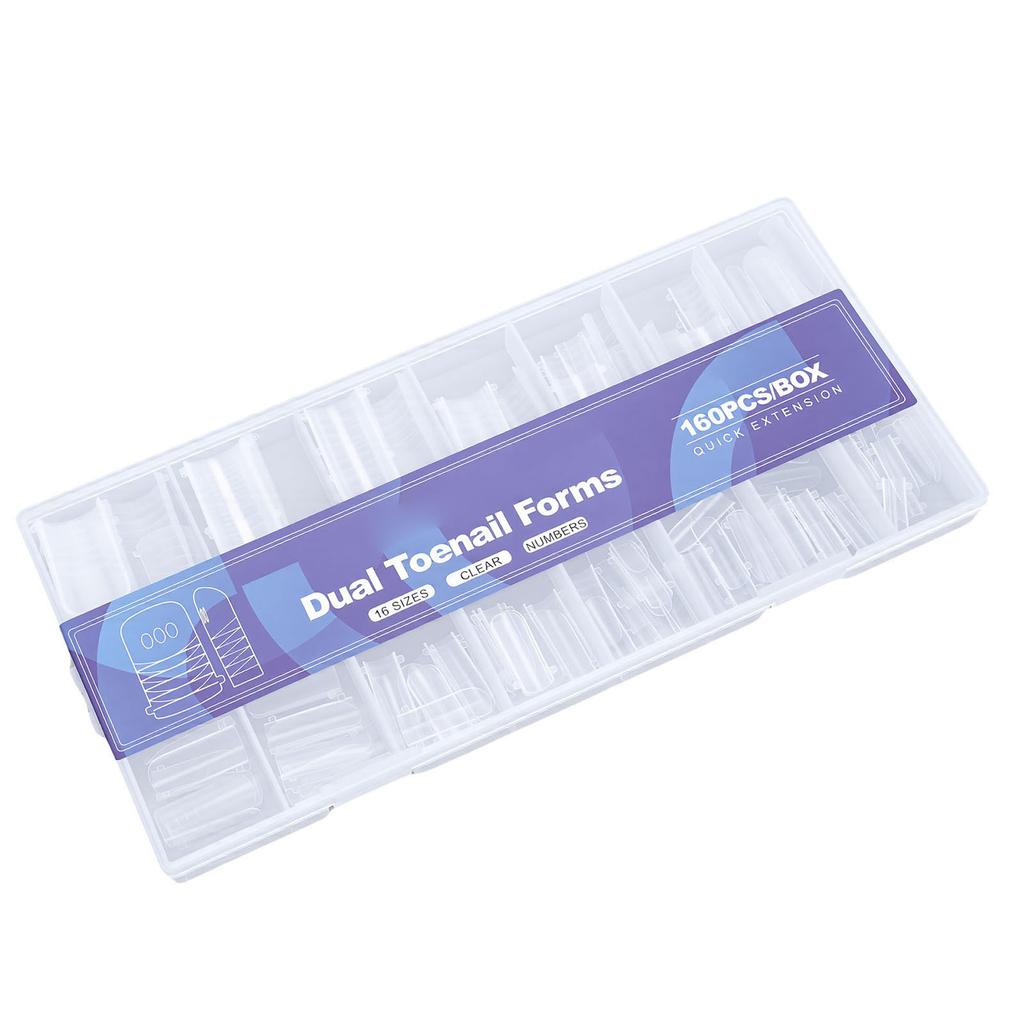160 Pcs Toenail Forms Clear Toenail Extension Full Cover Tips with Accurate Markings for Manicure   At Home