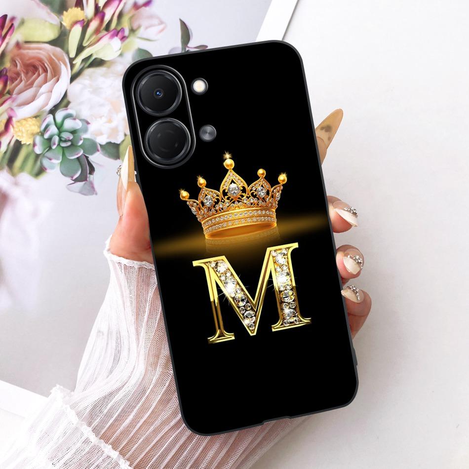 Для Tecno Spark Go 3 2026 Модный Чехол для Телефона с Короной и Буквой Для Tecno Spark Go3 KN3 Черный Силиконовый Мягкий Чехол