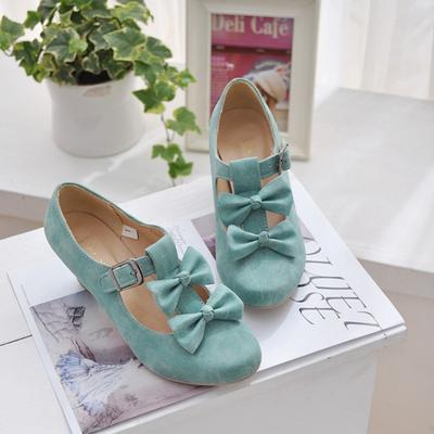 Милые туфли в стиле Лолиты, кавайная женская обувь для косплея с бантом и пряжкой на толстом каблуке и круглой головкой, кожаные туфли принцессы Loli Cos Pu
