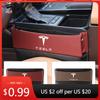 Автомобильная наклейка Организатор зазора сиденья автомобиля Tesla Многофункциональный кожаный ящик для хранения щели консоли Автоаксессуары Для Tesla Model 3 Mo