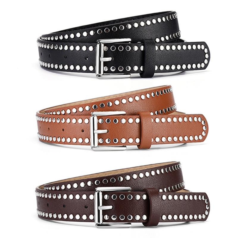 Fashionable Pu Leather Belt With Chic Rivet Buckle For Women Stylish And Versatile
